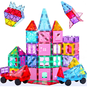 Upgraded Antibacterial Magnetic Tiles - 106 PCS Magnet Building Blocks for Kids, 3D STEM Sensory Toys | Inhibits Bacterial Growth for Safe Play | Educational Construction Set & Xmas Gift